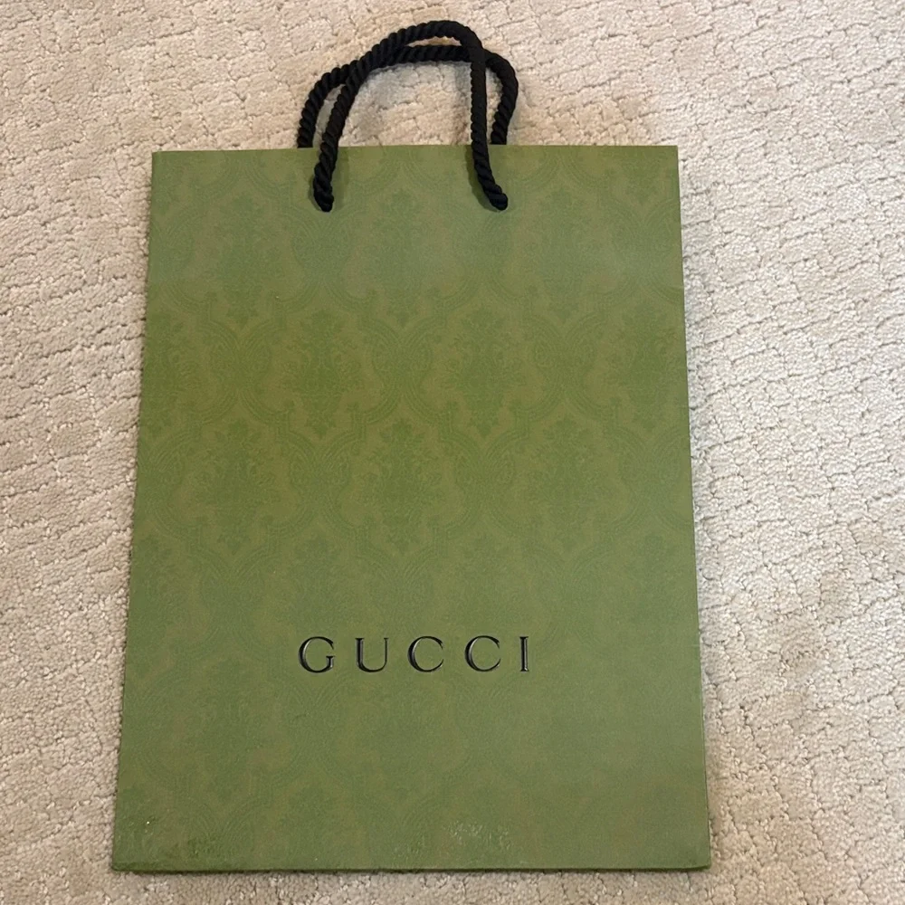 Designer Gucci Shopping Bag Set - Green Leather-Look Tote